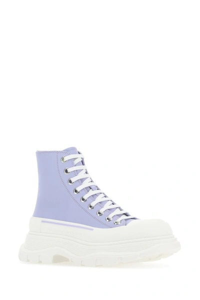 Shop Alexander Mcqueen Woman Lilac Leather Tread Slick Sneakers In Purple