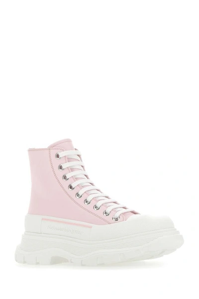 Shop Alexander Mcqueen Woman Pastel Pink Leather Tread Slick Sneakers