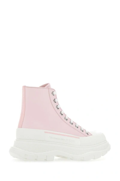 Shop Alexander Mcqueen Woman Pastel Pink Leather Tread Slick Sneakers