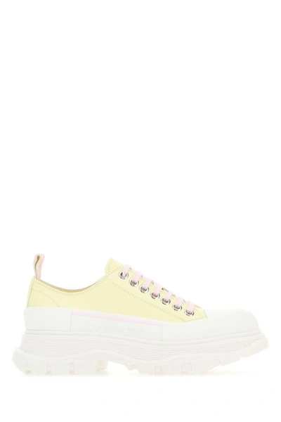 Shop Alexander Mcqueen Woman Pastel Yellow Leather Tread Slick Sneakers