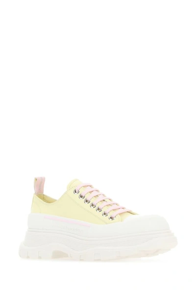 Shop Alexander Mcqueen Woman Pastel Yellow Leather Tread Slick Sneakers