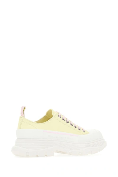 Shop Alexander Mcqueen Woman Pastel Yellow Leather Tread Slick Sneakers