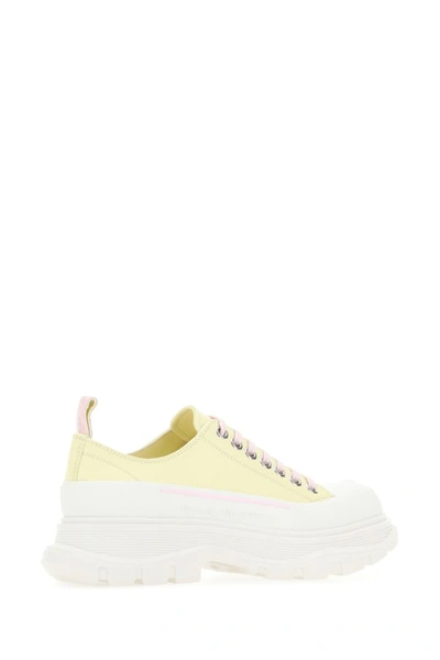 Alexander Mcqueen Pastel Yellow Leather Tread Slick Sneakers In Yellow