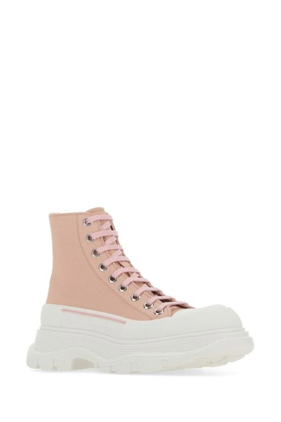Shop Alexander Mcqueen Woman Pink Canvas Tread Slick Sneakers