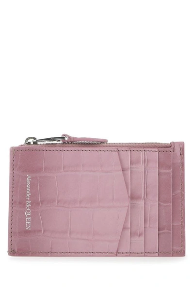 Shop Alexander Mcqueen Woman Pink Leather Card Holder