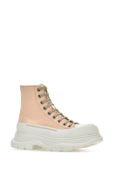 Shop Alexander Mcqueen Woman Skin Pink Canvas Tread Slick Sneakers