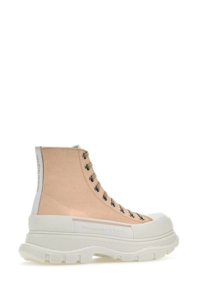 Shop Alexander Mcqueen Woman Skin Pink Canvas Tread Slick Sneakers