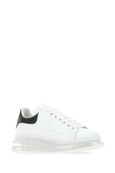 Shop Alexander Mcqueen Woman White Leather Sneakers With Black Leather Heel
