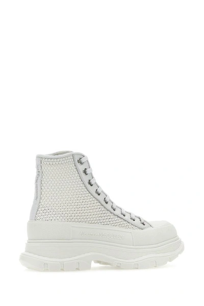 Shop Alexander Mcqueen Woman White Raffia Tread Slick Sneakers