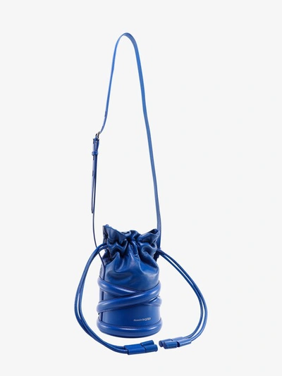 Shop Alexander Mcqueen Women The Soft Curve Blue Calfskin Leather Cross Body Bag