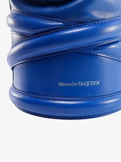 Shop Alexander Mcqueen Women The Soft Curve Blue Calfskin Leather Cross Body Bag