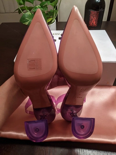 Shop Amina Muaddi Women Lilac Begum Crystal-embellished Pvc Slingback Pumps In Purple
