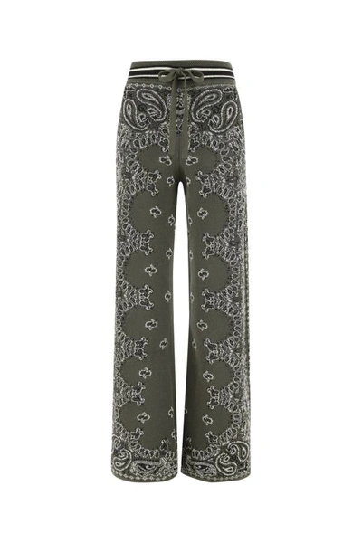 Shop Amiri Woman Embroidered Cotton Blend Joggers In Green