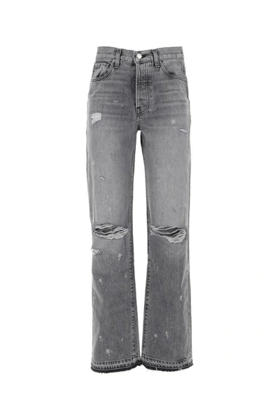 Shop Amiri Woman Grey Denim Jeans In Gray