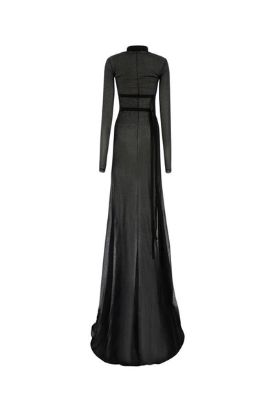 Shop Ann Demeulemeester Woman Black Cotton Blend Long Dress
