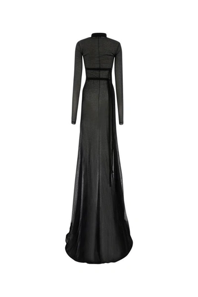 Ann Demeulemeester Long Sleeves High Neck Floor Length Dress In Black