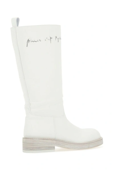 Shop Ann Demeulemeester Woman Ivory Canvas Jose Boots In White
