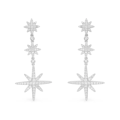 Shop Apm Monaco Women Triple Meteorites Crystal Drop Earrings In Silver