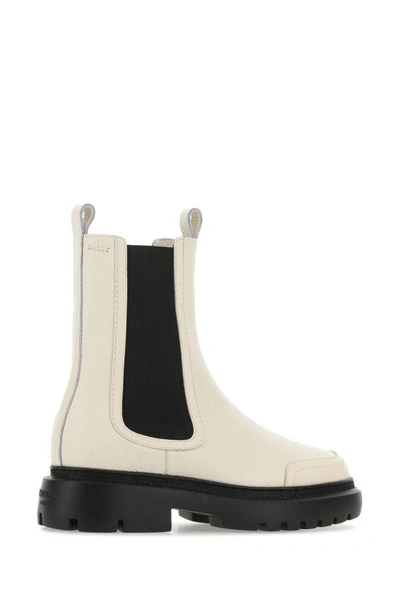 Shop Bally Woman Ivory Leather Ginny Boots In White