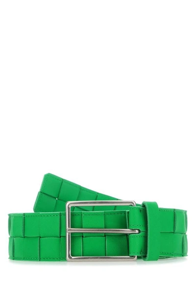 Shop Bottega Veneta Man Green Leather Belt