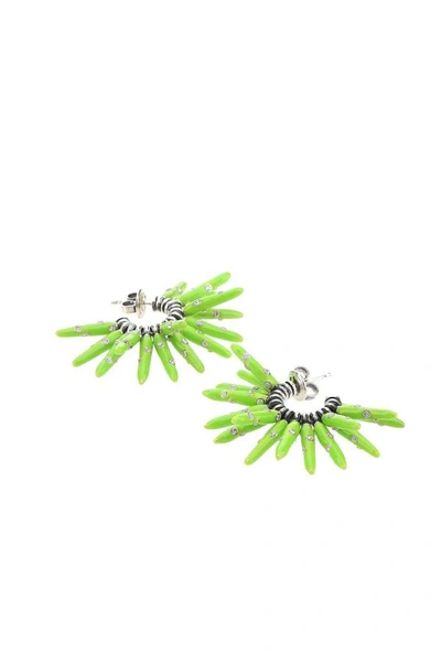 Bottega Veneta Woman Acid Green 925 Silver Cone Earrings In Green