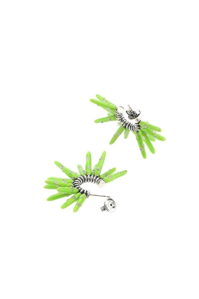 Bottega Veneta Woman Acid Green 925 Silver Cone Earrings In Green
