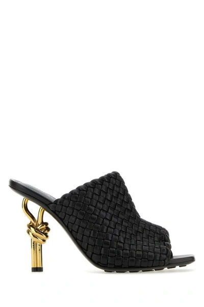 Shop Bottega Veneta Woman Black Leather Knot Mules