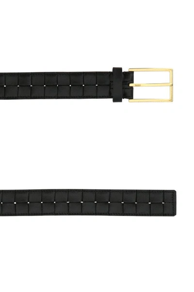 Shop Bottega Veneta Woman Black Leather Maxi Intreccio Belt