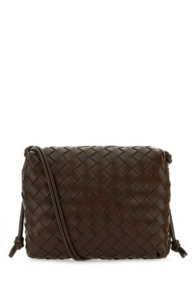 Shop Bottega Veneta Woman Brown Leather Small Loop Crossbody Bag
