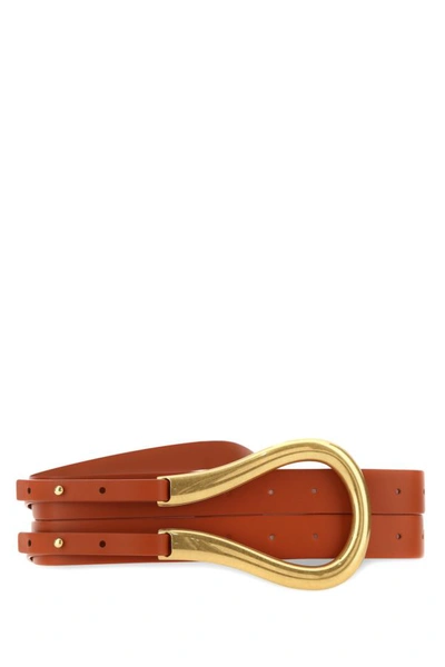 Shop Bottega Veneta Woman Caramel Leather Belt In Brown
