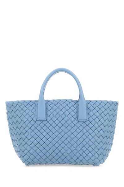 Shop Bottega Veneta Woman Cerulean Blue Leather Mini Cabat Handbag