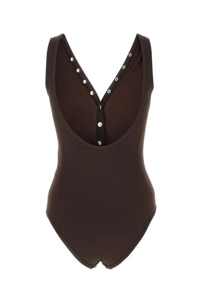 Shop Bottega Veneta Woman Chocolate Stretch Nylon Swimsuit In Brown