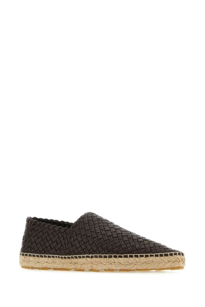 Shop Bottega Veneta Woman Dark Brown Leather Espadrilles