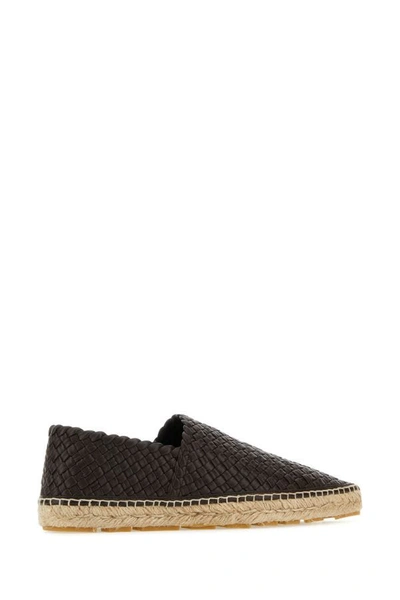 Shop Bottega Veneta Woman Dark Brown Leather Espadrilles