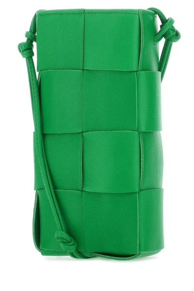Shop Bottega Veneta Woman Grass Green Leather Phone Case