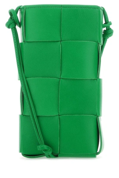 Shop Bottega Veneta Woman Grass Green Leather Phone Case