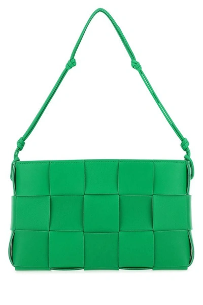 Shop Bottega Veneta Woman Grass Green Nappa Leather Cassette Shoulder Bag