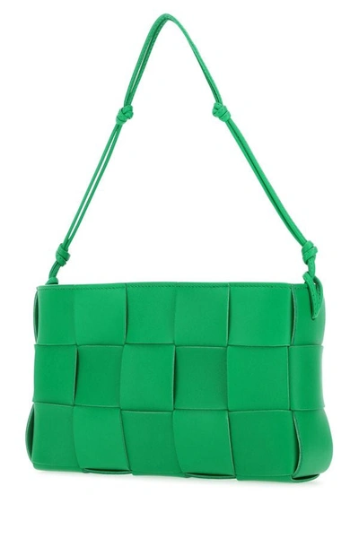 Shop Bottega Veneta Woman Grass Green Nappa Leather Cassette Shoulder Bag