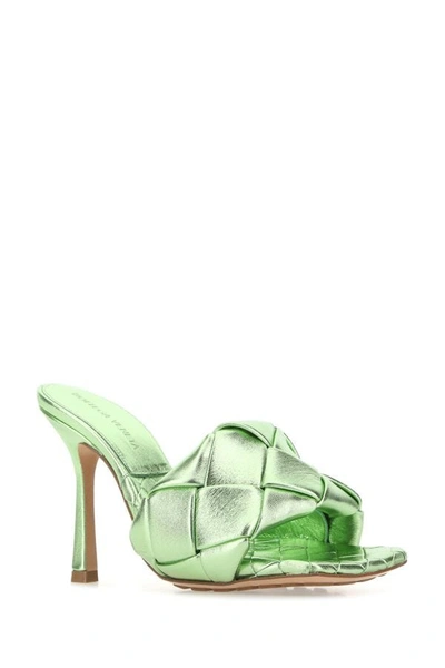 Shop Bottega Veneta Woman Light Green Nappa Leather Lido Sandals