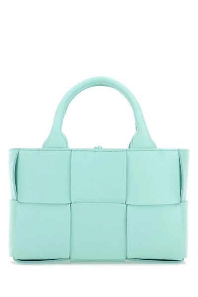 Shop Bottega Veneta Woman Light-blue Leather Candy Arco Handbag