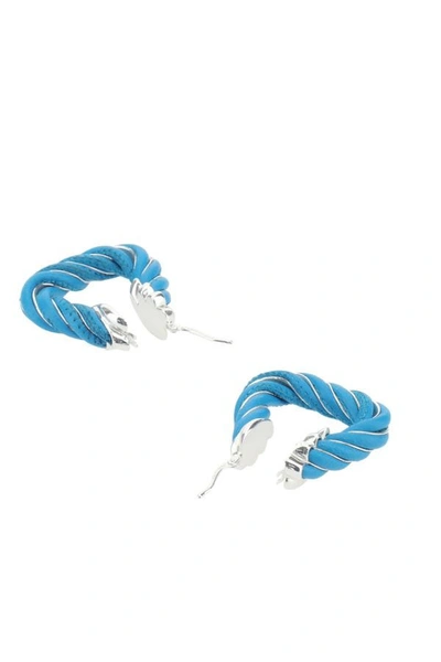 Bottega Veneta Triangular Twist Hoop Earrings In Blue