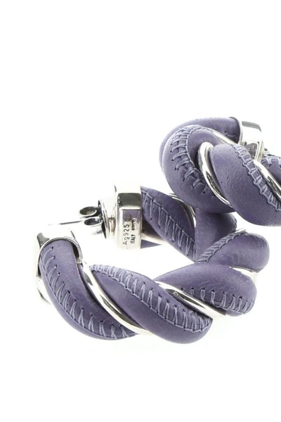 Shop Bottega Veneta Woman Lilac Nappa Leather And 925 Silver Earrings In Purple