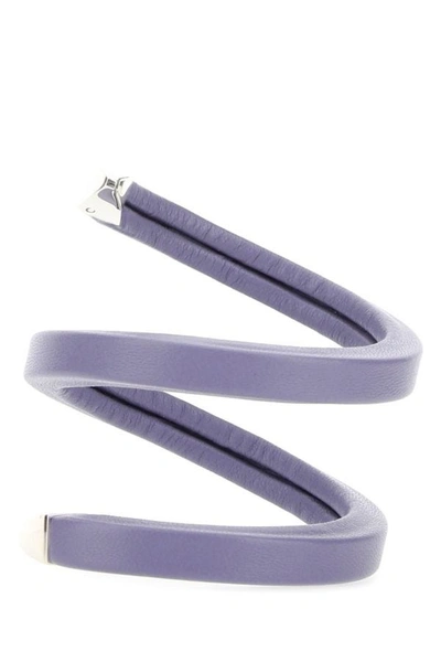 Shop Bottega Veneta Woman Lilac Nappa Leather Bracelet In Purple