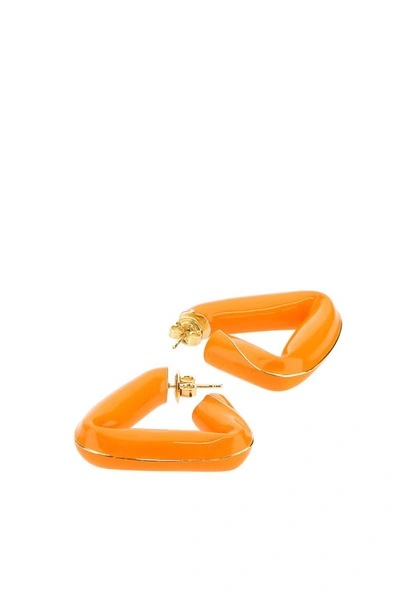 Shop Bottega Veneta Woman Orange 925 Silver Fold Earrings