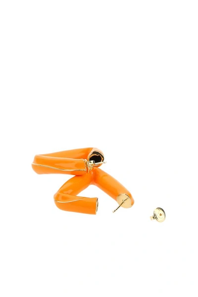 Shop Bottega Veneta Woman Orange 925 Silver Fold Earrings
