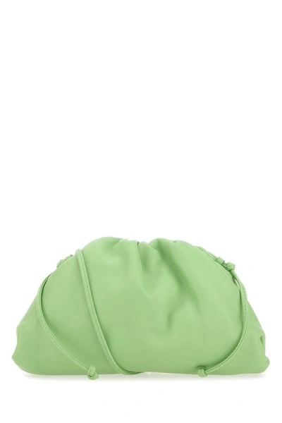 Shop Bottega Veneta Woman Pastel Green Nappa Leather Mini Pouch Clutch