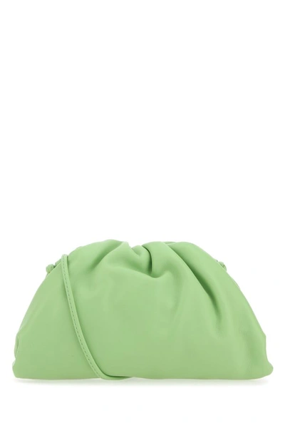 Shop Bottega Veneta Woman Pastel Green Nappa Leather Mini Pouch Clutch