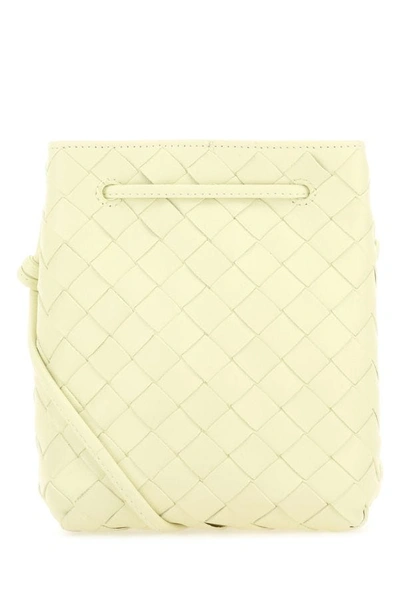 Shop Bottega Veneta Woman Pastel Yellow Leather Bucket Bag