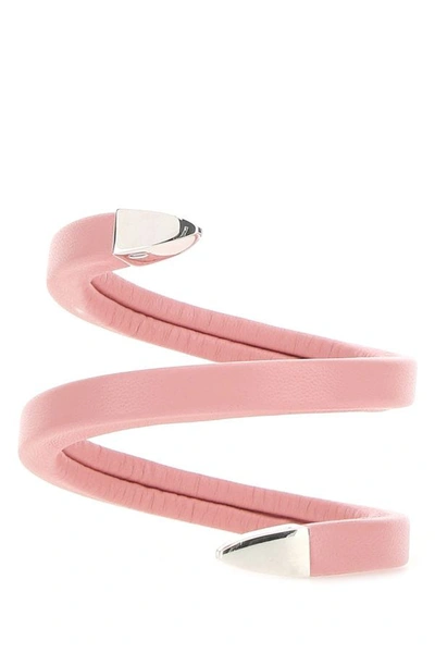 Bottega Veneta Leather Cuff Bracelet In Pink