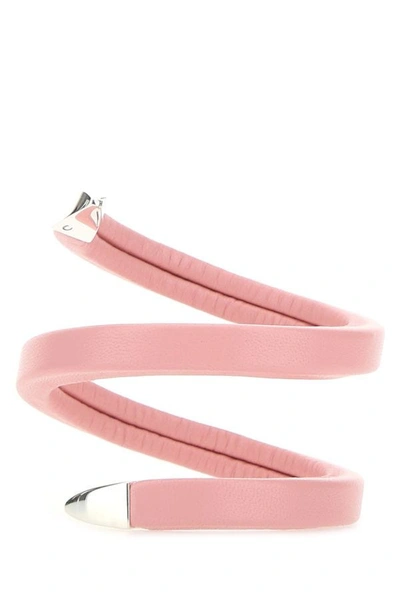 Bottega Veneta Leather Cuff Bracelet In Pink
